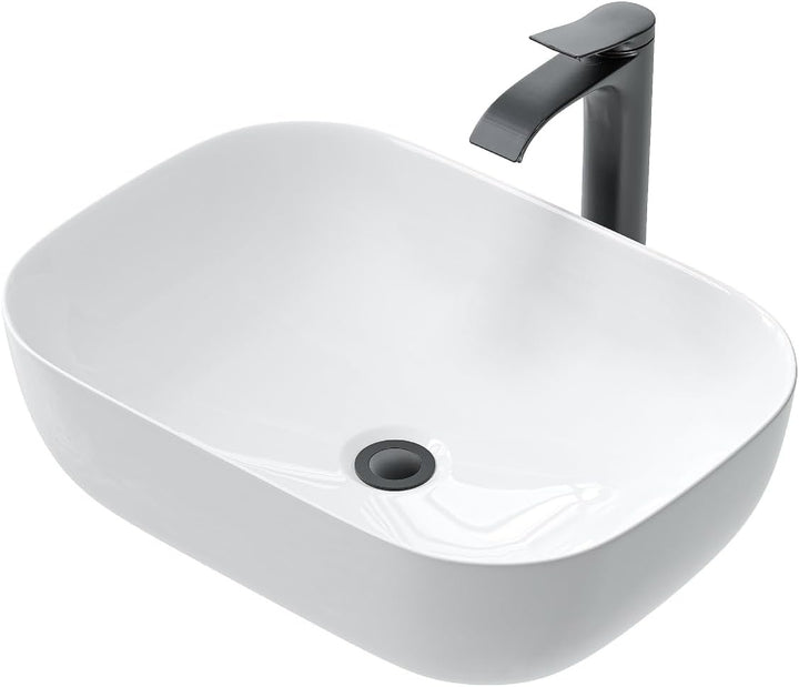 Waschbecken Oval Aufsatzwaschbecken ohne Hahnloch und Überlauf, Handwaschbecken für Badezimmer und G