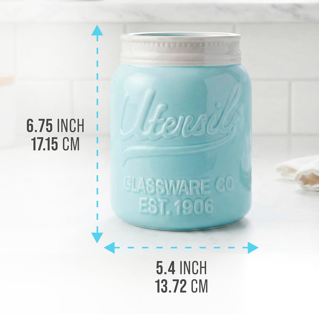 Comfify Utensilien Halter Chip beständig Keramik, Geschirrspüler sicher -Küche Caddy - Aqua blau, Gr