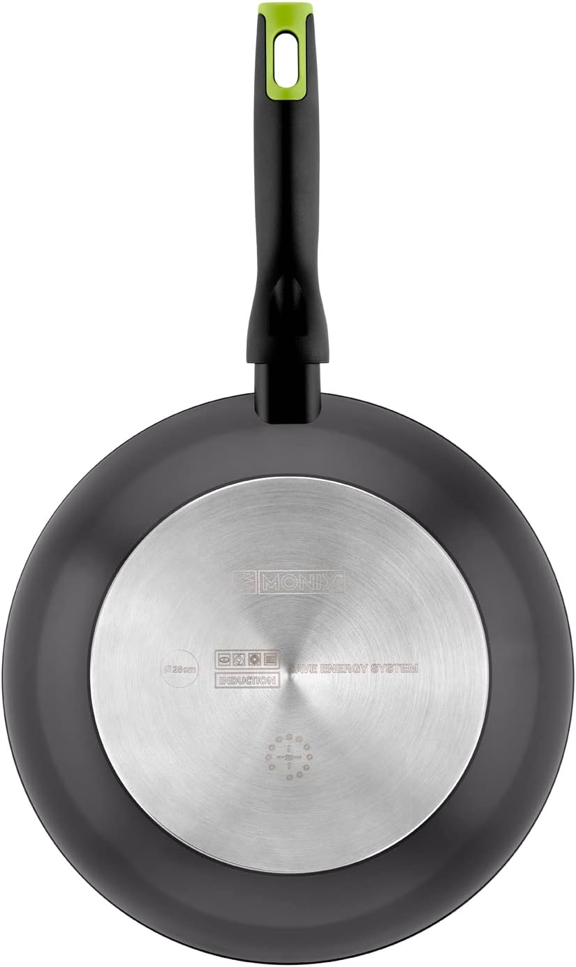Monix Exo Nature - Wok, 28 cm, geschmiedetes Alumium, reycelt, verstärkte Anti-Haft-Keramik, geeigne