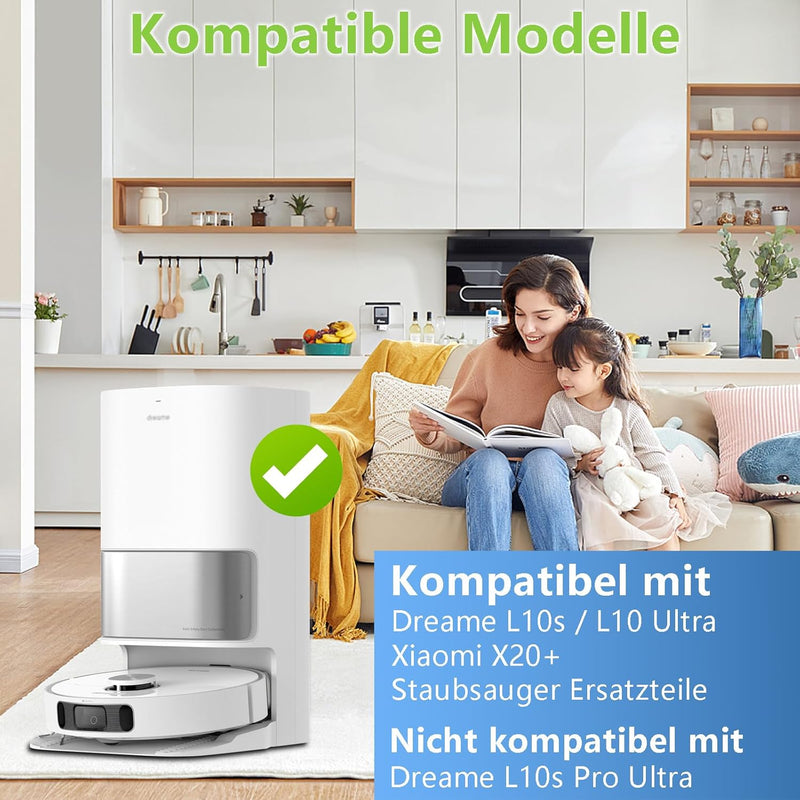 Zubehörset für Dreame L10s Ultra/L10 Ultra/L10 Prime/Xiaomi X20+ Roboter Saugroboter, 1 Hauptbürste,