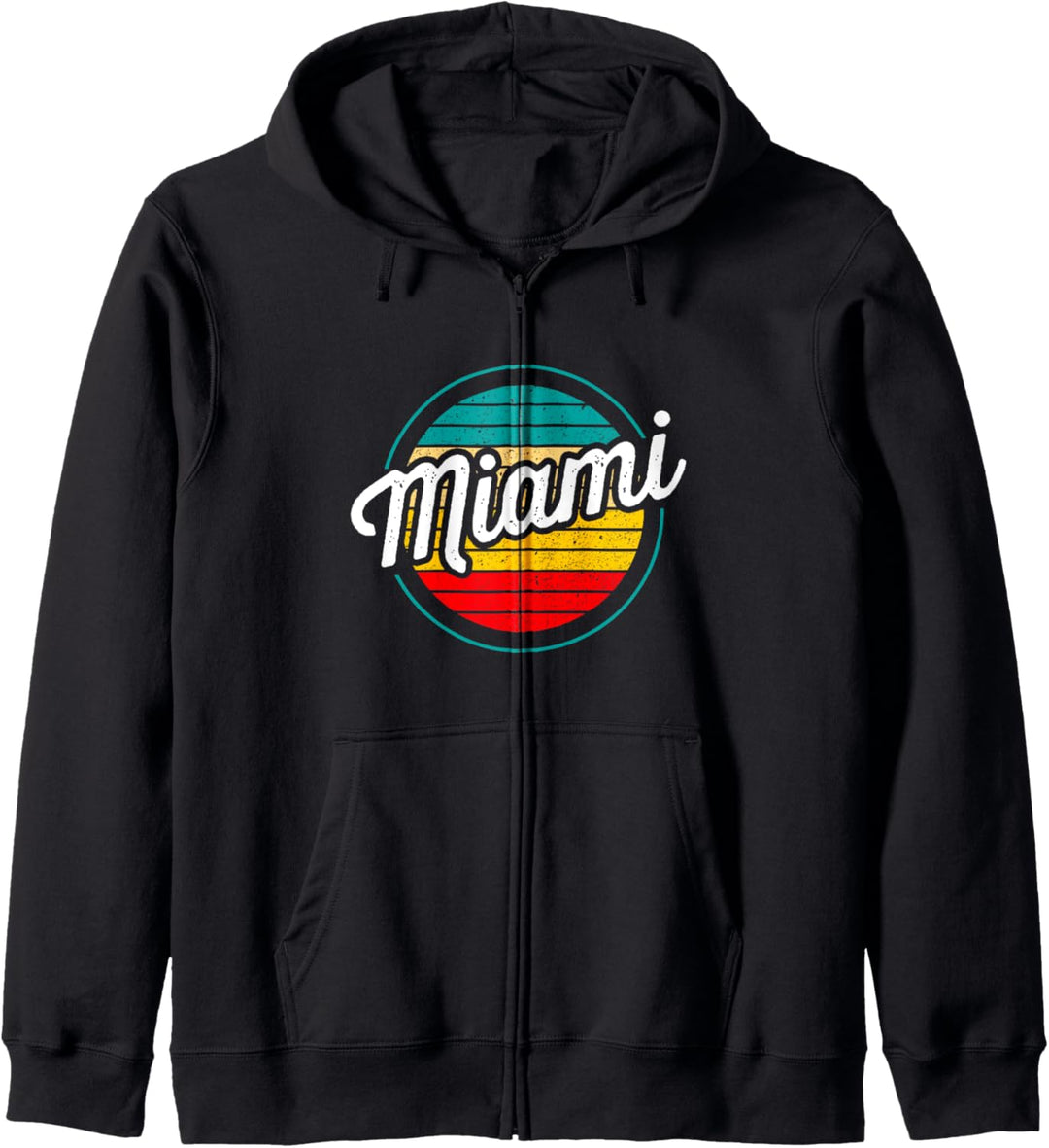 Miami Florida Retro Sonnenuntergang Vintage Used-Look Strand Kapuzenjacke