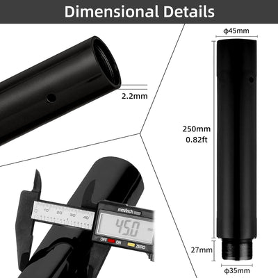 PRIOR FITNESS Stange Pole Dance 250 mm/500 mm/1000 mm, Verbindungsstücke für Verlängerungsrohr für 4