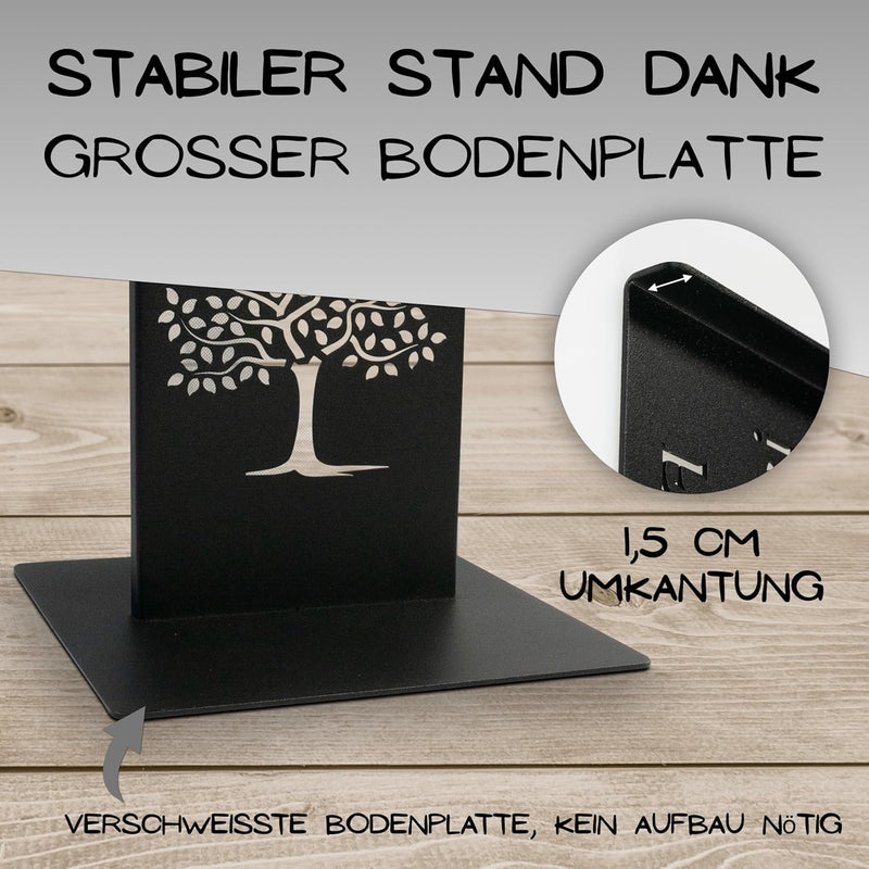 Rostikal Familie Spruchtafel 100 cm – Schwarzes Deko-Schild für Garten und Wohnzimmer aus Metall mit