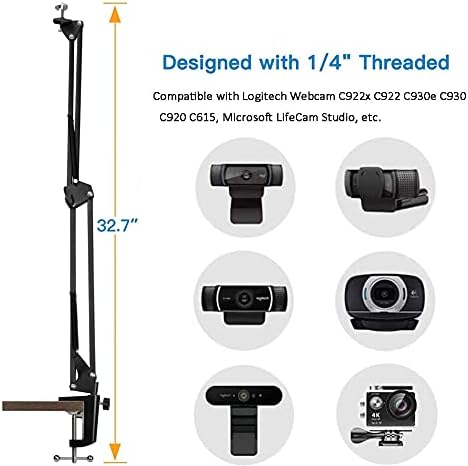 Tentucro Webcam Ständer Halter Desktop Kamera-Schreibtisch-Klemmhalterung für Logitech Webcam C922 C