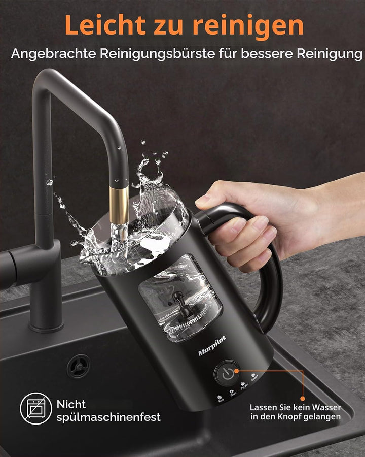 Morpilot Milchaufschäumer Elektrisch, 130-600ml 600W, 4 in 1 Milchschäumer für Heisser und Kalter, V