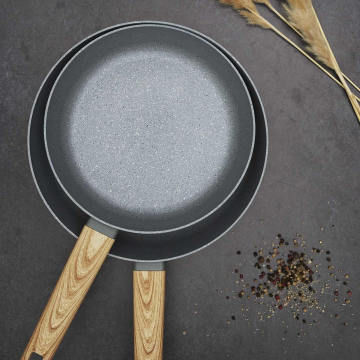 COOK CONCEPT, KC25341, Forged Aluminum Frying pan with Wood Effect Handle, ideal for Searing and Sim