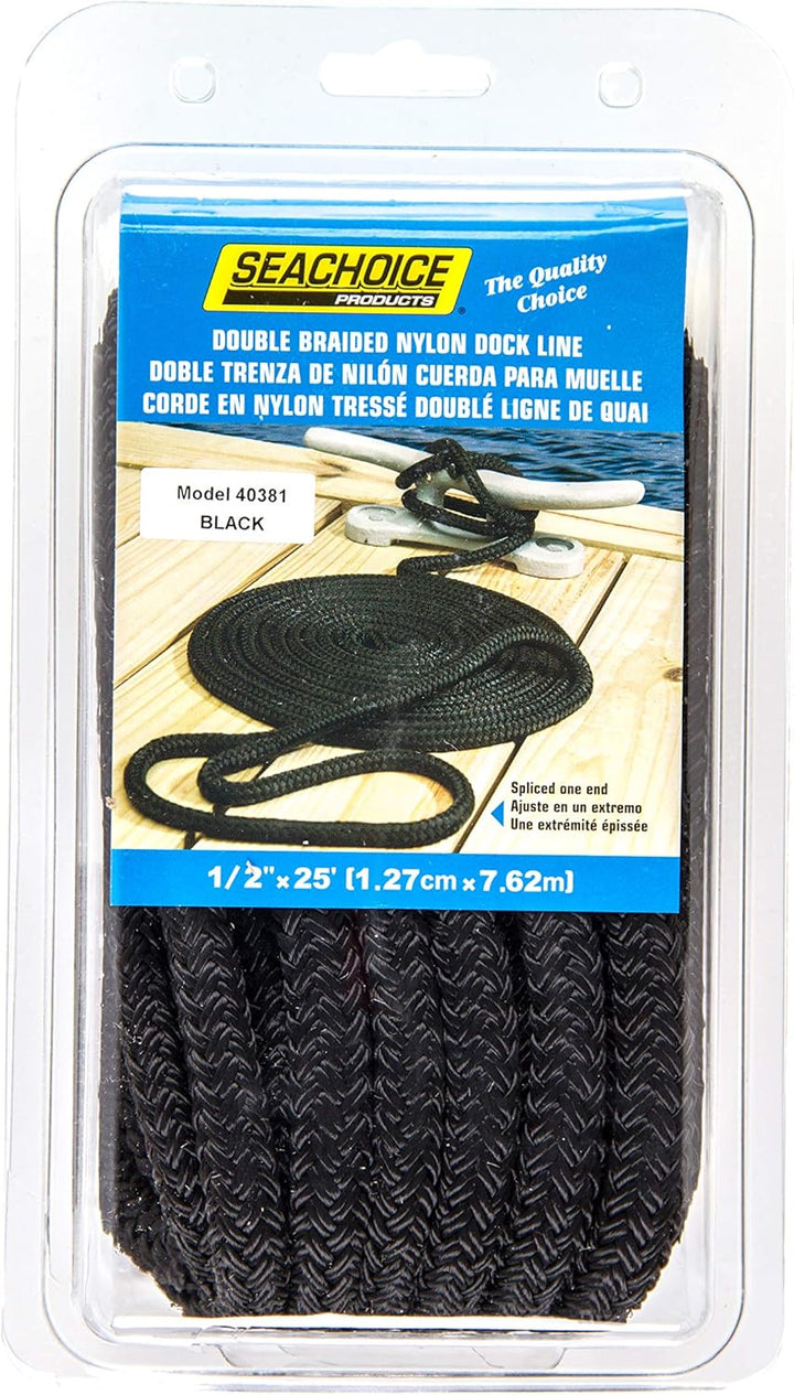 Seachoice Doppelt geflochtene Nylon-Dockleine mit Augenspleiss, einlaufvorbehandelt, wärmestabilisie