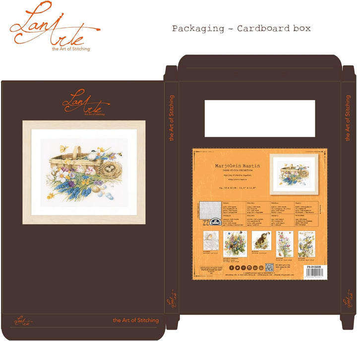 Lanarte Zählmusterpackung Frühjahrsblumen Zählstoff Kreuzstichpackung, Baumwolle, Mehrfarbig, 39 x 3