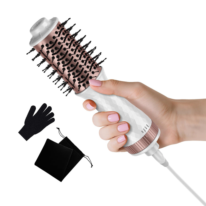 Fönbürste MINI Warmluftbürste Rundbürstenföhn MINI, Haarbürste elektrisch, Travel 4-in-1 Haarföhn Bü