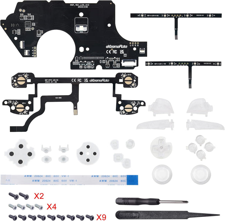 eXtremeRate DTFS LED Tasten Kit für Switch Pro Controller, 9 Modi 6 Bereiche Leuchttasten Thumbstick