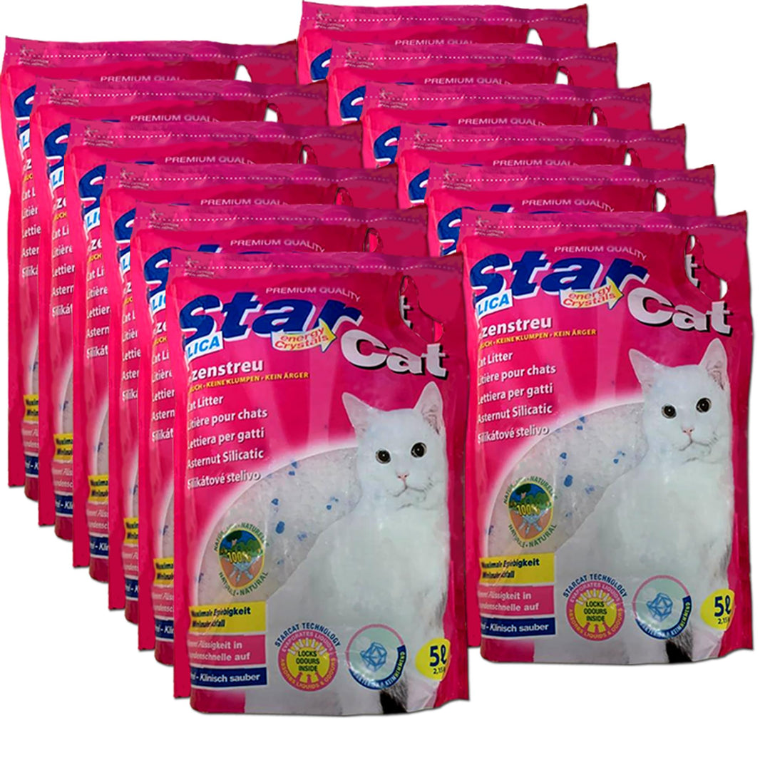 Star Cat Silikat Hygiene Katzenstreu vom PowerCat Hersteller 12x 5L (60L) mit Magic Power Clean Crys