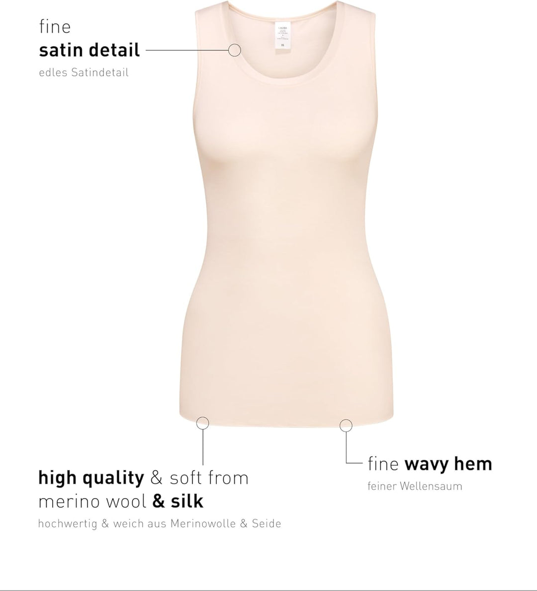 CALIDA True Confidence Tank-Top aus Wolle-Seide Damen, aus Merinowolle und Seide, wärmend, temperatu