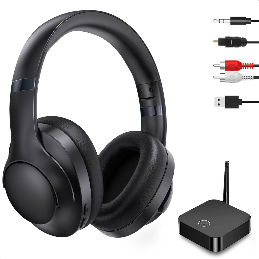 Wireless Kopfhörer zum Fernsehen mit Sender und Headset-Ständer, 196ft Reichweite mit optischen, AUX
