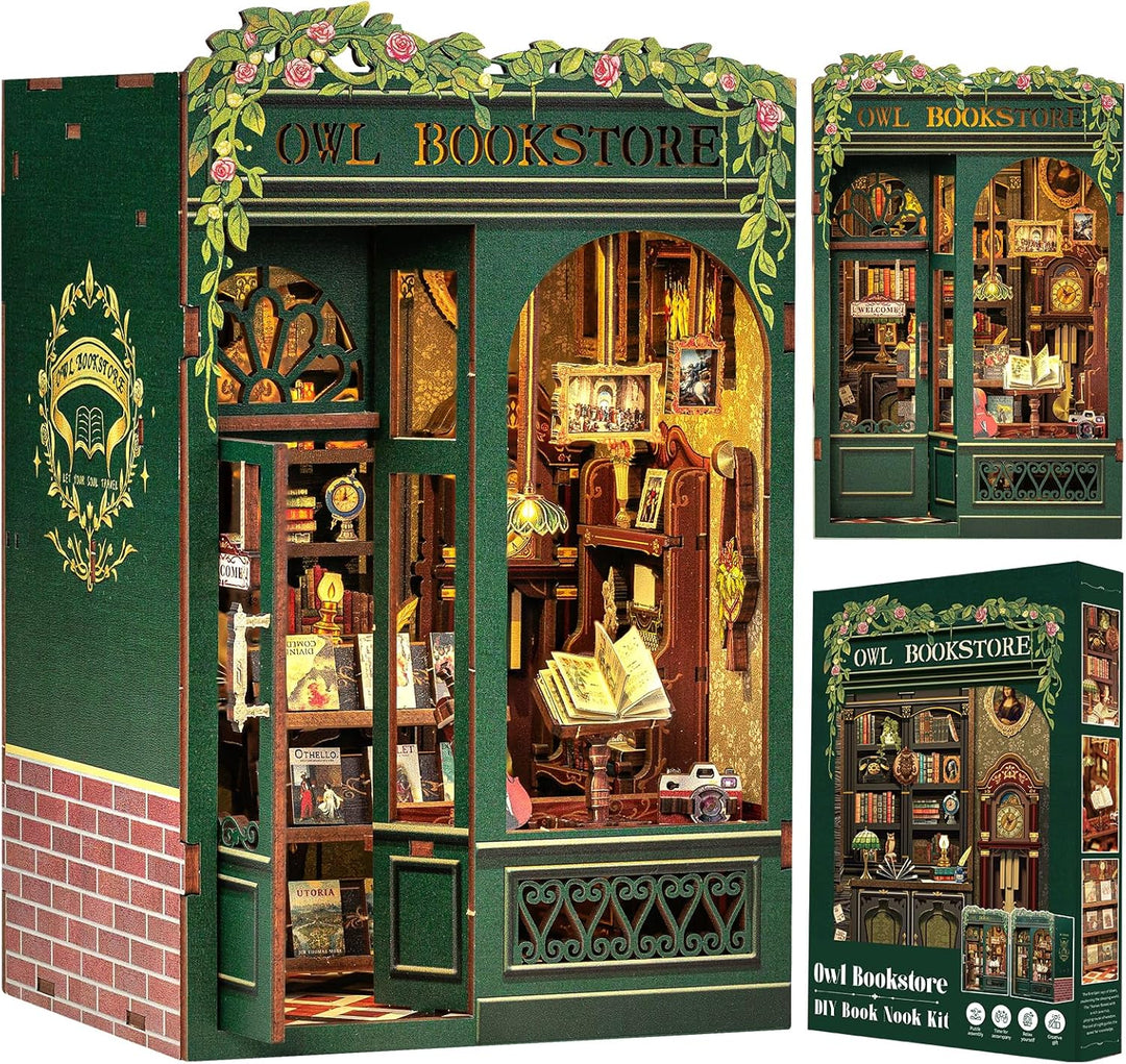 CUTEBEE Book Nook Kit - DIY Miniature House,Puppenhaus Miniatur Haus Selber Baue Bausatz mit Staubsc