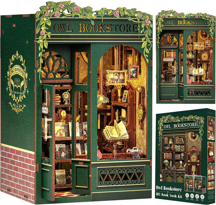 CUTEBEE Book Nook Kit - DIY Miniature House,Puppenhaus Miniatur Haus Selber Baue Bausatz mit Staubsc