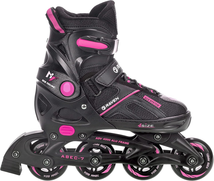 Inlineskates Inliner Raven Pulse verstellbar optional als 2in1 Inlineskates/Schlittschuhe 33-36 (20c