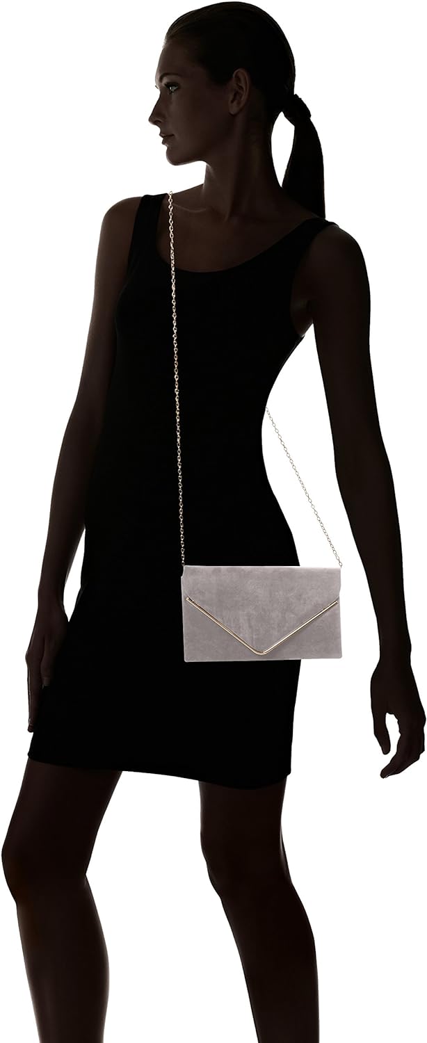 SwankySwans Oscar Envelope Suede Velvet Party Prom Clutch Bag Tasche Grau (Grey 03), Grau (Grey 03)