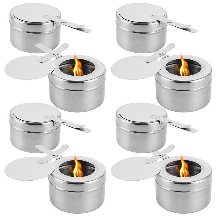 GBACHOOSE 8 Stück Brennpastenbehälter, Fondue Brenneraus Edelstahl, Speisewärmer mit Abdeckung, Bren