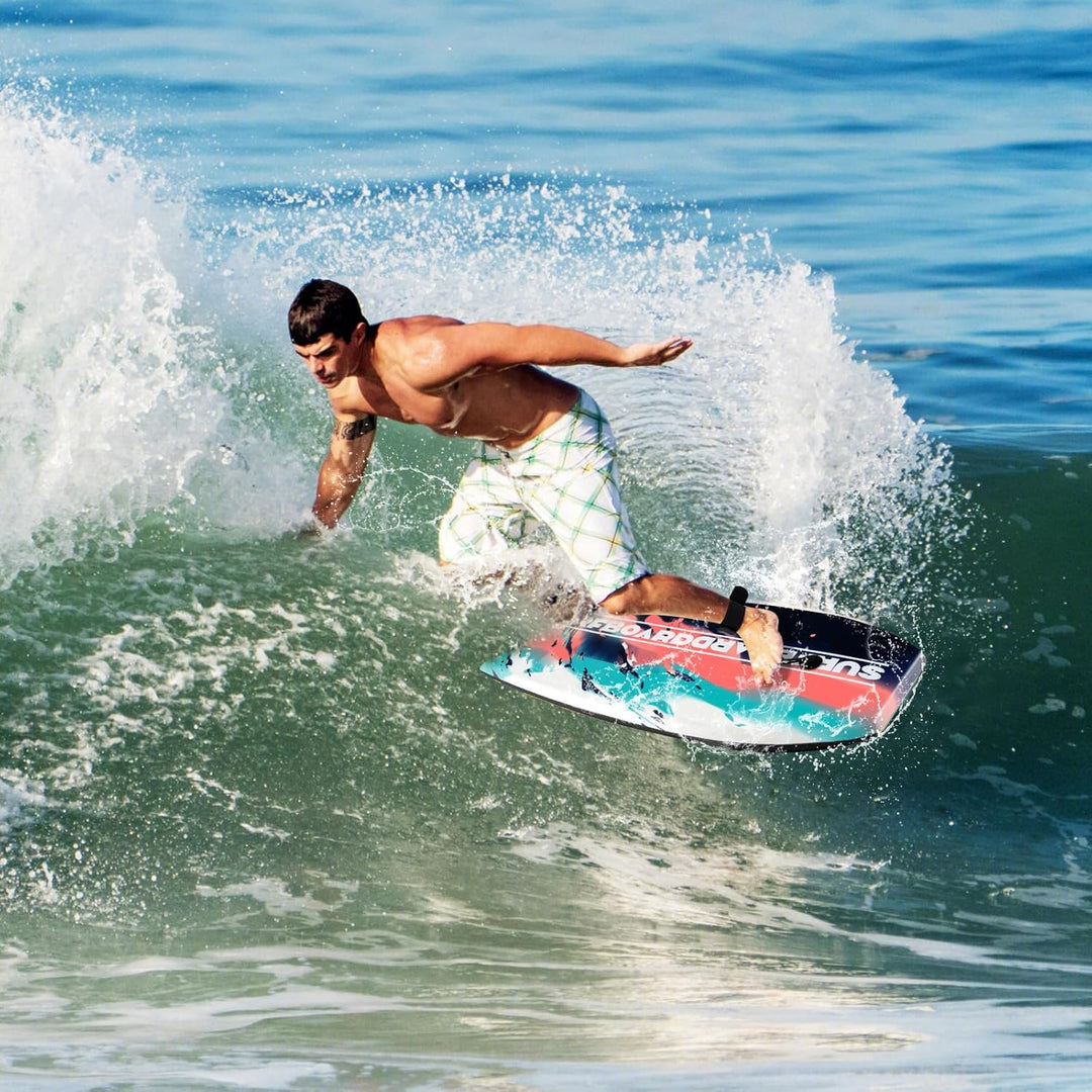 HOMASIS Leichtes Bodyboard, Surfbrett mit EPS-Kern, XPE-Deck, HDPE-Boden & Handgelenk-Leash, Surfboa