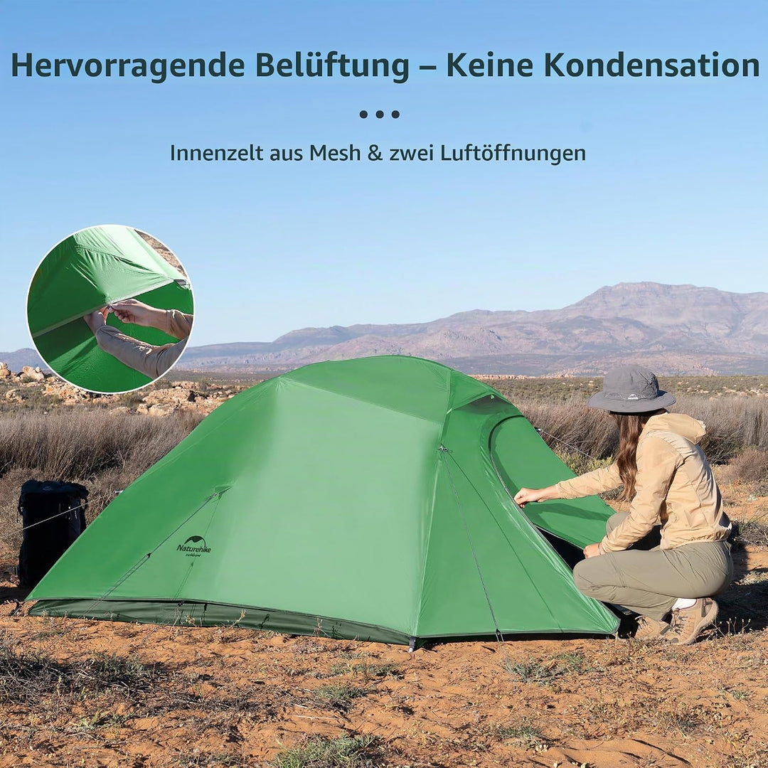 Naturehike Cloud-Up 3 Ultraleichtes Zelt 3-Personen Rucksack Zelt zum Wandern Camping im Freien 210T