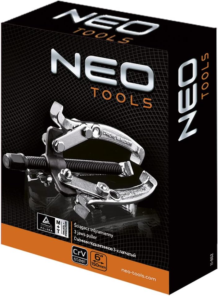 NEO TOOLS 3-Arm Dreiarmiger Abzieher 6" 150 mm Lagerabzieher CrV-Stahl Profi | die Arme beiderseitig