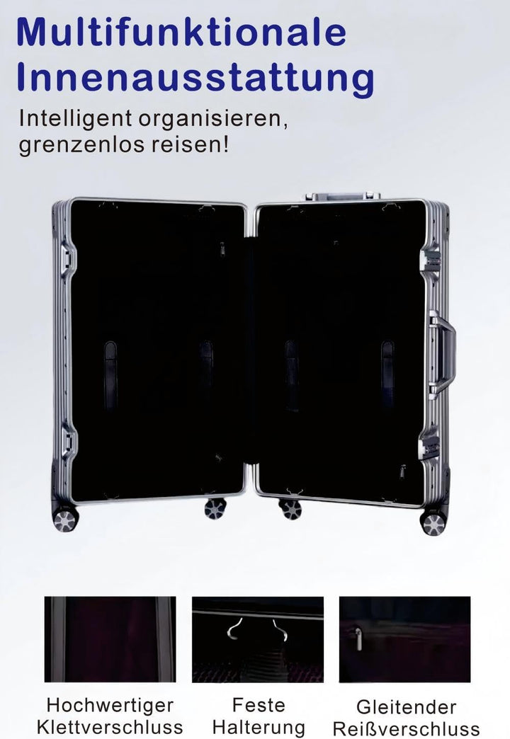 Aoliwei 100% Aluminium Koffer Handgepäck (45L) - Premium Vollaluminium Reisekoffer - Robuster Trolle