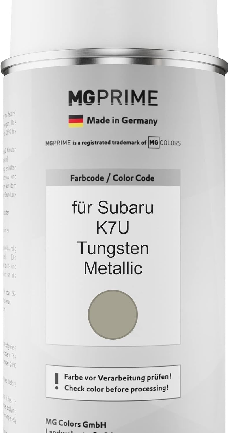 MG PRIME Autolack Sprühdosen Set für Subaru K7U Tungsten Metallic Basislack Klarlack Spraydose 400ml