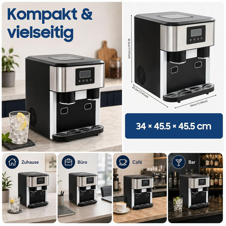 3-in-1 Eiszubereiter - Eiskubermaschine für Gehacktes Eis und Eiswürfel, 10-15 kg Eis pro Tag in 8-1