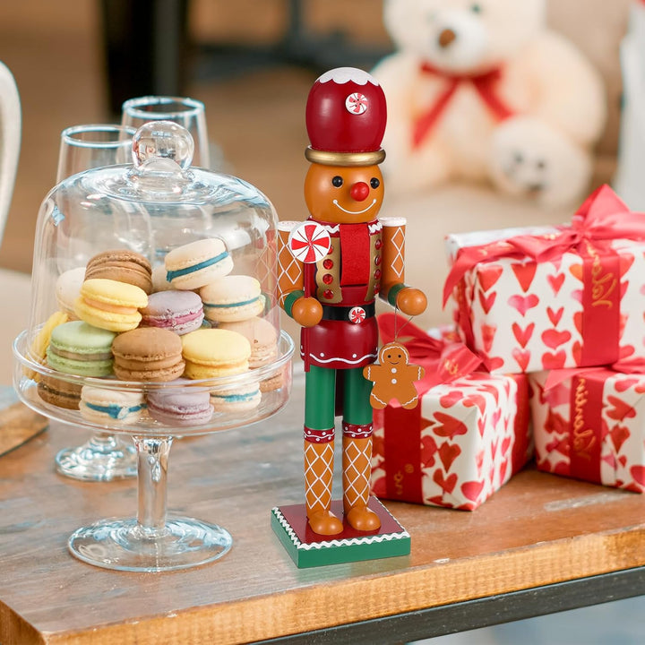 Hemobllo Nussknacker Figur Gross, 35cm Nussknacker Weihnachten Holz Deko Ingwerkuchenmeister Handgef