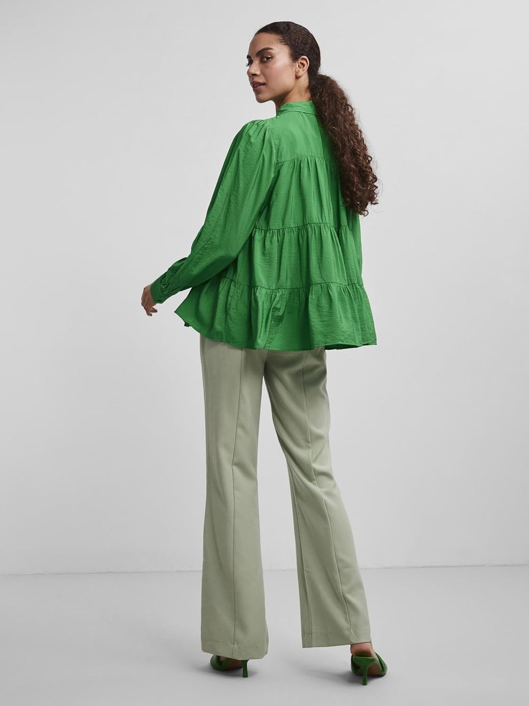 YAS Damen Yaspala S. Noos L S Shirts, Fern Green, XS EU