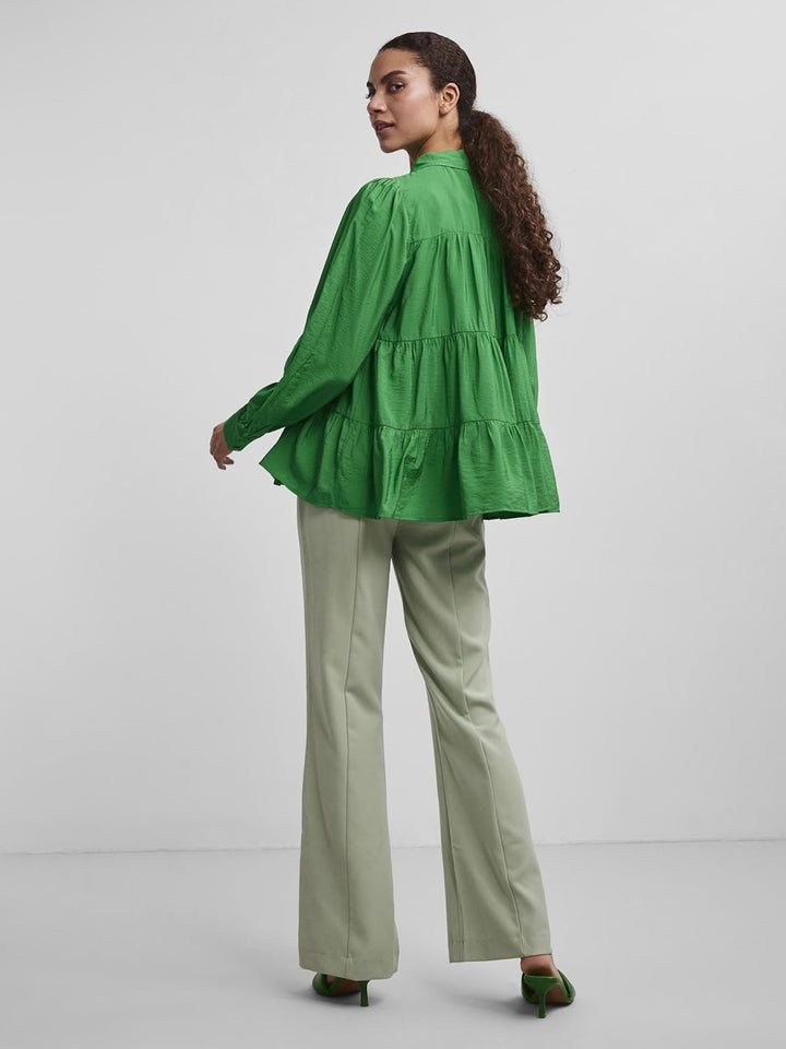 YAS Damen Yaspala S. Noos L S Shirts, Fern Green, XS EU
