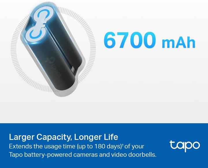 Tapo TP-Link Ersatzakku A100, Funktioniert Akku-Kameras & Video-Türklingeln C420, C400, D230, 6700mA