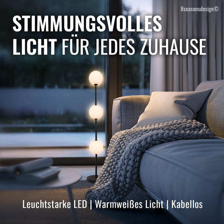 8 seasons design LED Akku Stehlampe, innen & aussen, 78,5cm - Glowing Elegance - dimmbar, Licht warm