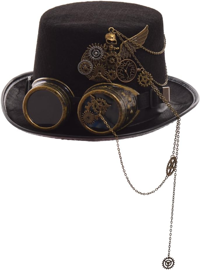 GRACEART Steampunk Hut Zylinder mit Brille Head circumferences 61cm L Style-10, L Style-10