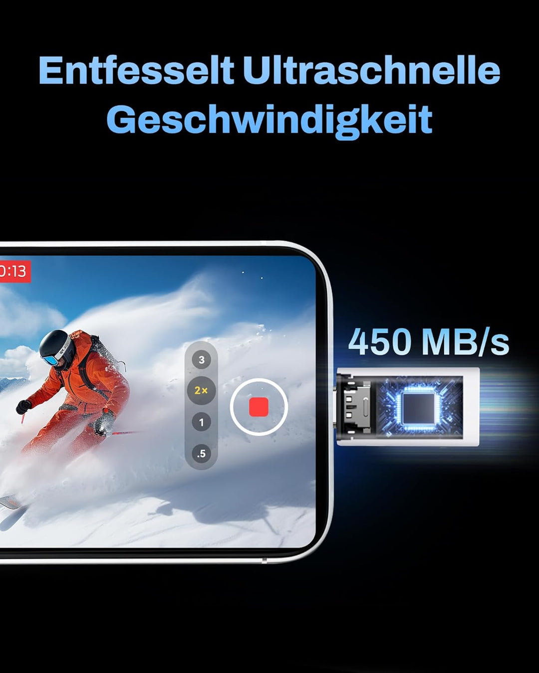 Biwin USB-Stick UD400 512GB USB 3.2 Gen1, Übertragungsgeschwindigkeiten bis zu 450 MB/s, tragbares F