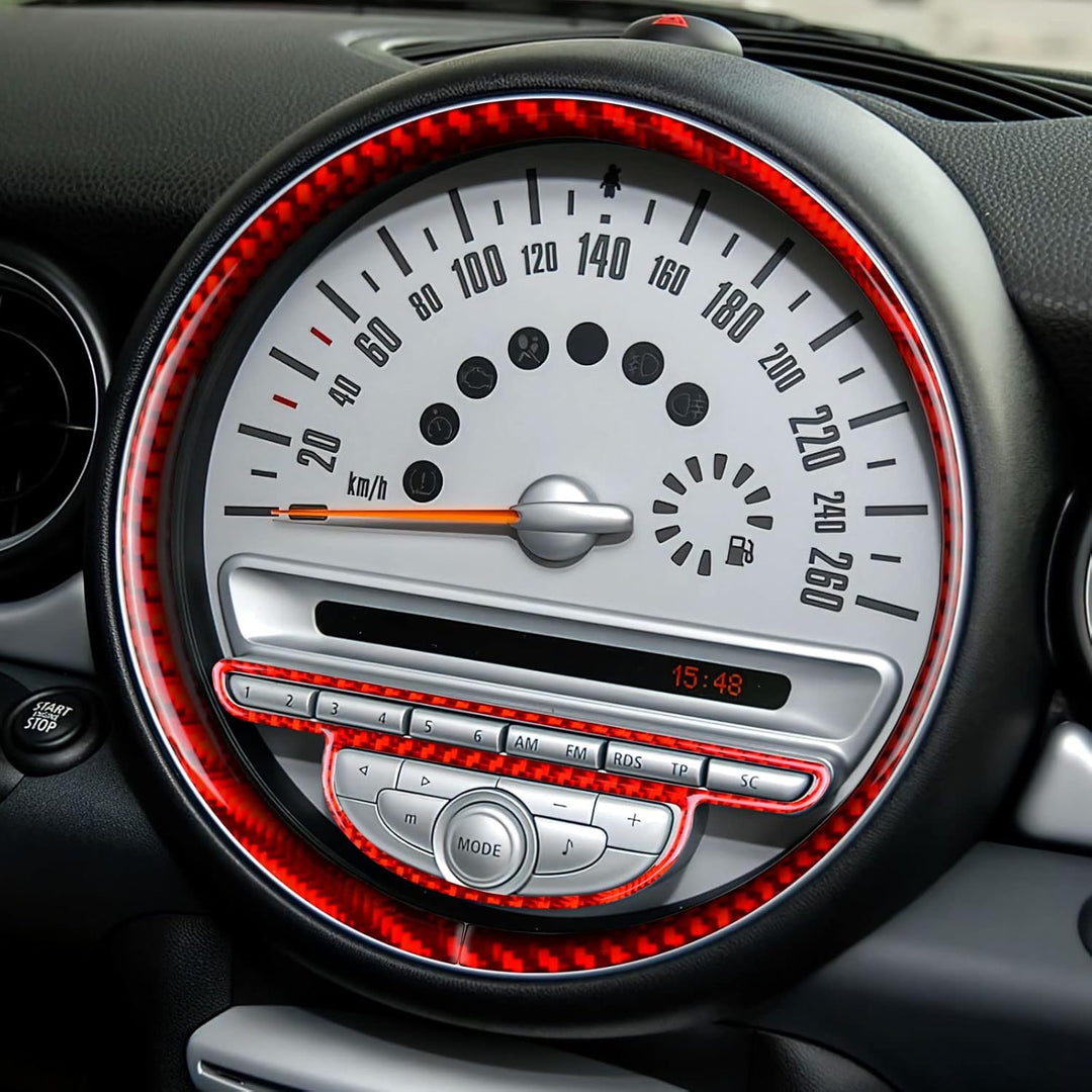 KUNGKIC Kohlefaser Auto Tachometer Dekorative Aufkleber Innenraum Carbon Fiber Speedometer Trim für