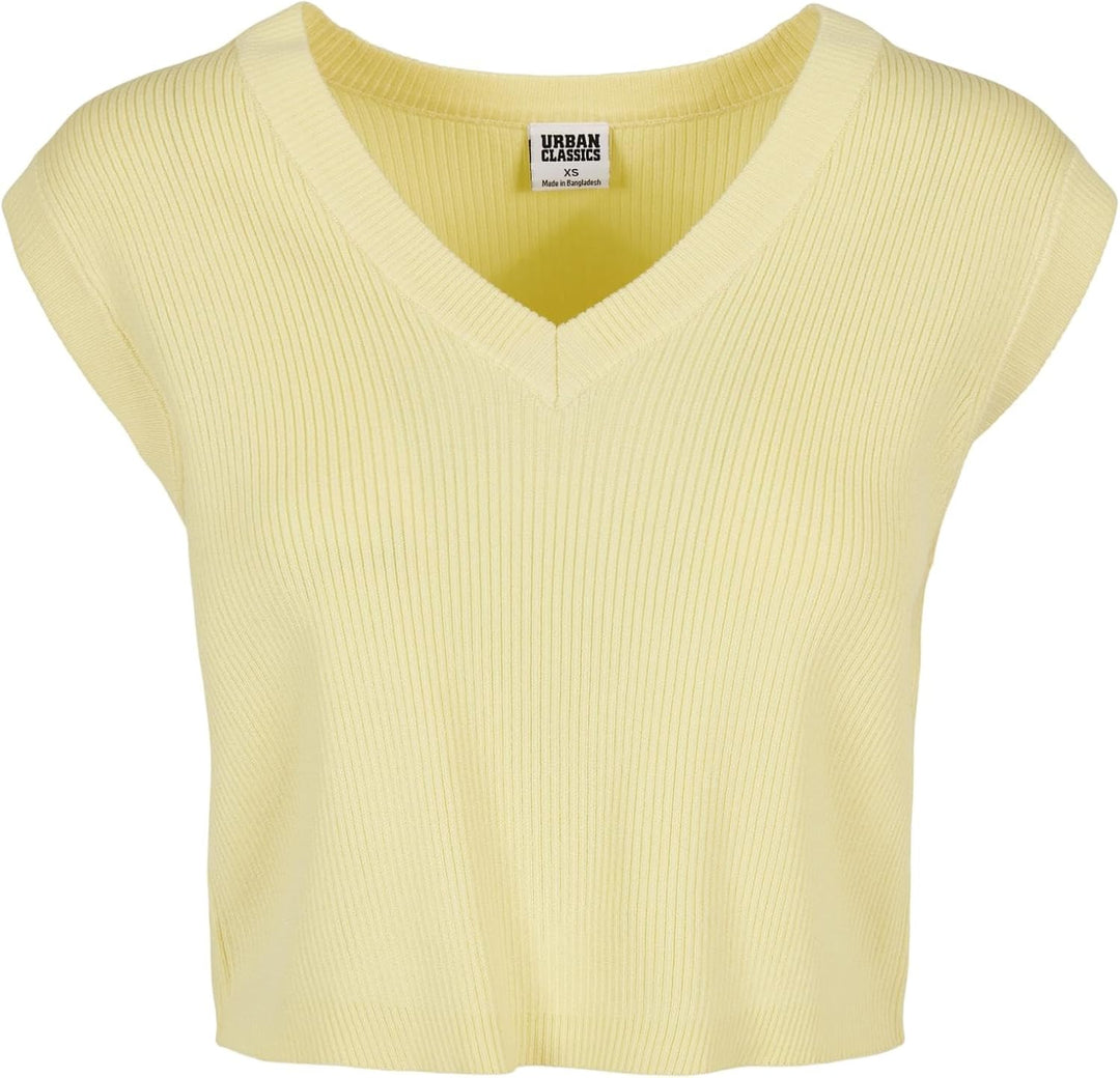 Urban Classics Damen Pullunder Ladies Short Knittd Slip On, V-Ausschnitt Oberteil aus Strick für Fra