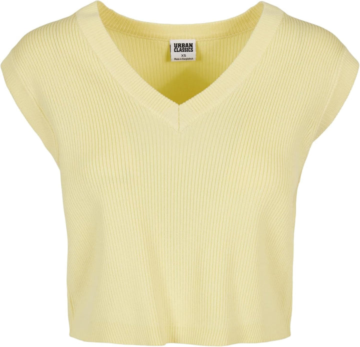 Urban Classics Damen Pullunder Ladies Short Knittd Slip On, V-Ausschnitt Oberteil aus Strick für Fra