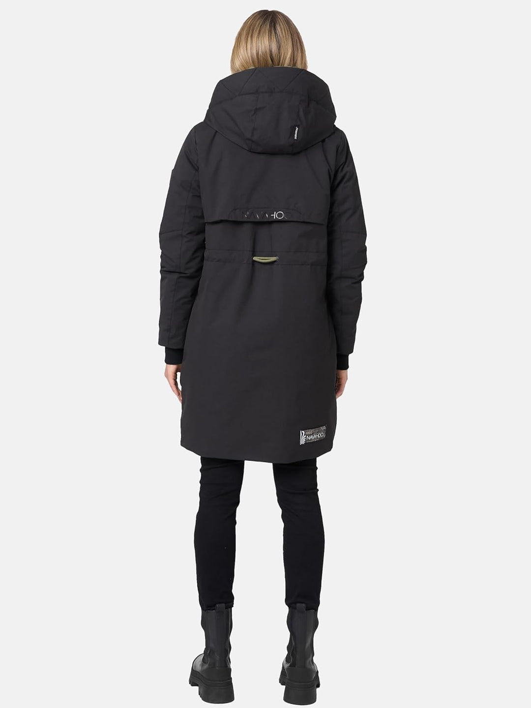 Navahoo Damen Mantel Lange warme Winter Steppjacke mit Kapuze und magnetischen Elementen Snowelf XS-
