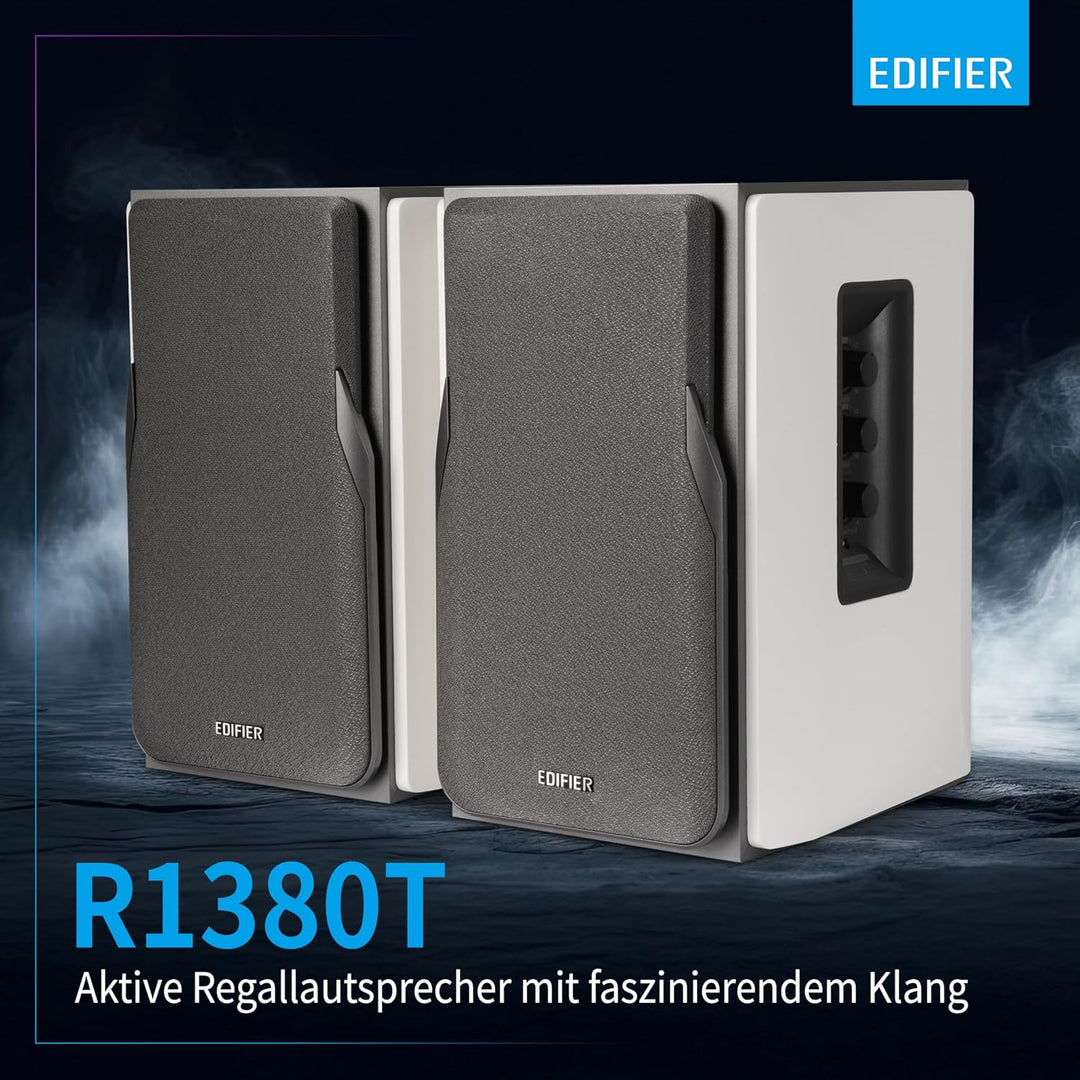 EDIFIER Studio R1380T 2.0 Regallautsprecher-System (42 Watt) im Echtholzgehäuse (MDF). Zwei LINE IN