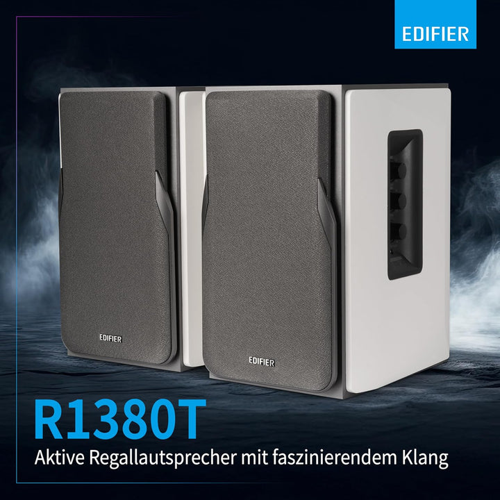 EDIFIER Studio R1380T 2.0 Regallautsprecher-System (42 Watt) im Echtholzgehäuse (MDF). Zwei LINE IN