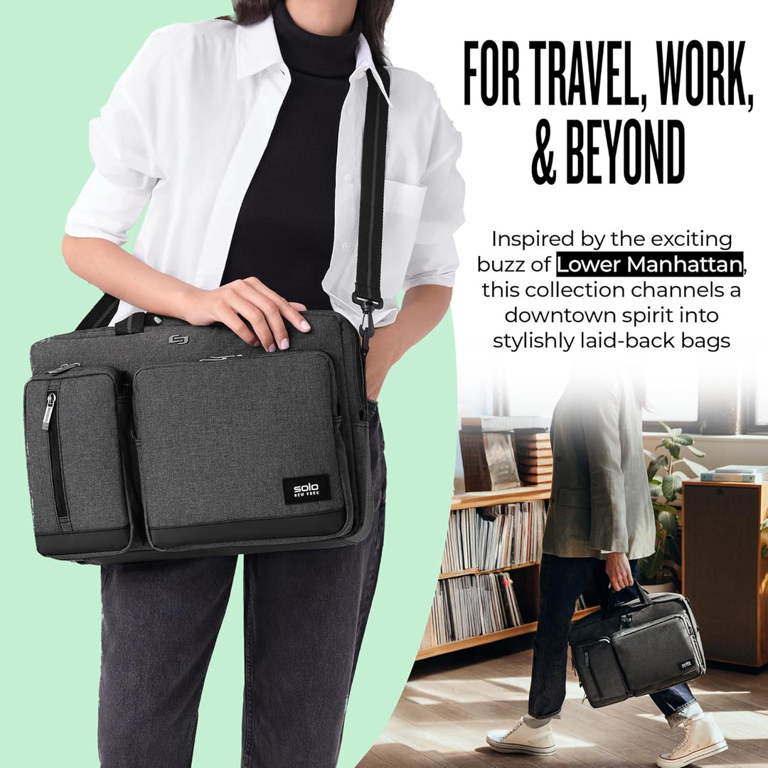 SOLO Duane 15,6 Zoll Laptop Hybrid Aktentasche, umwandelt sich zum Rucksack Grau, Grau