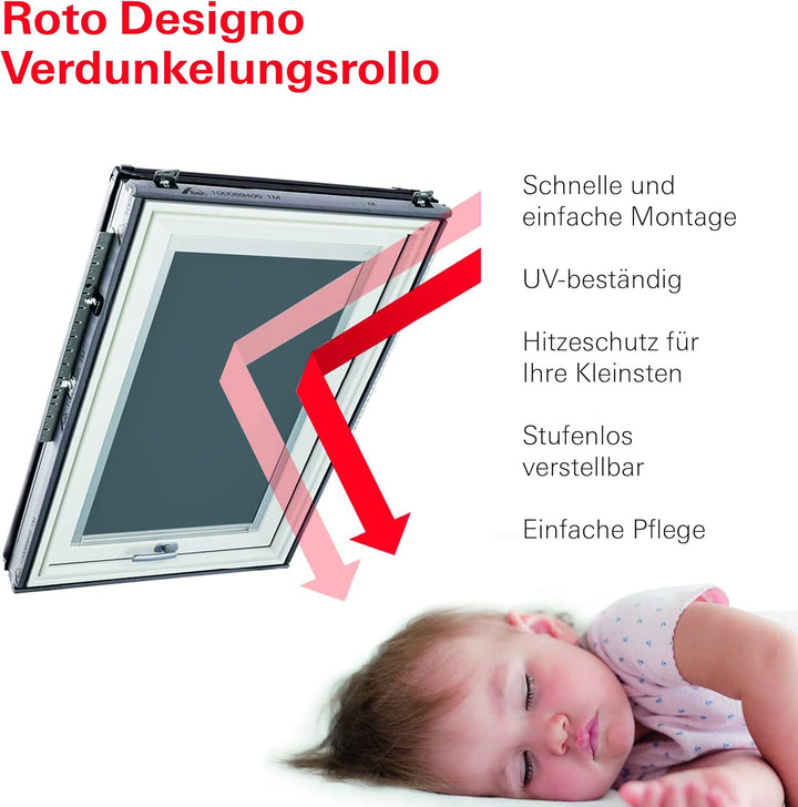 Original Roto Verdunkelungsrollo ZRV - Nahezu vollständige Verdunkelung - Führungsschiene Silber - D