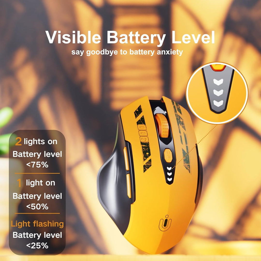 Uineer Bluetooth Maus, Tri-Mode (BT 5.0/4.0+2.4G Hz, sichtbarer Batteriestand, wiederaufladbare ergo