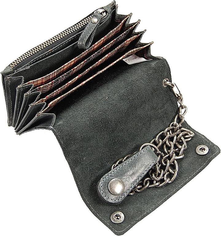 Branco Biker Geldbörse Leder mit Kette Herren Geldbeutel Kettenbörse Bikerbörse Trucker GoBago