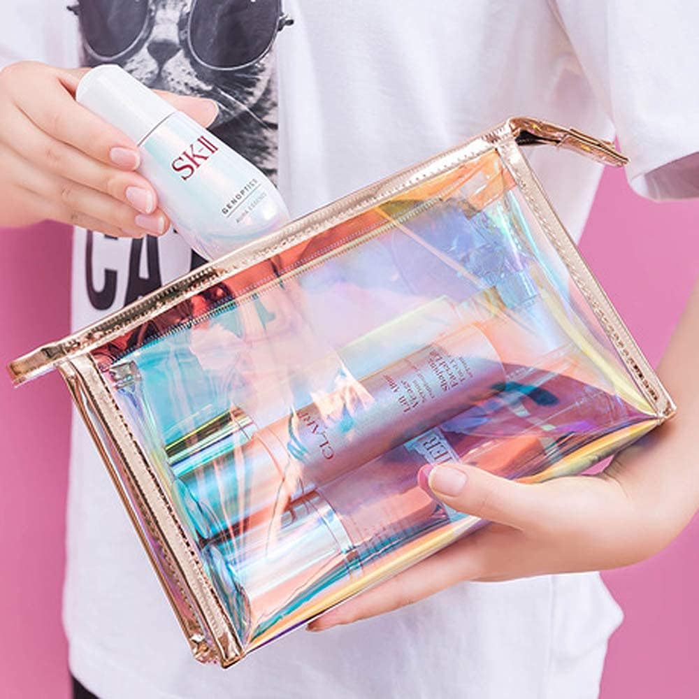 Tragbar Reisen Waschbeutel, 2 Stück Make Up Tasche Tragbar, Transparent Kosmetiktasche, with Zipper,