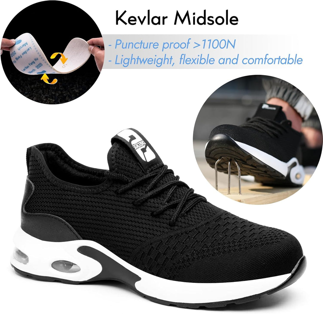 Nasogetch Sicherheitsschuhe Herren Leicht Arbeitsschuhe Damen Sportlich Stahlkappenschuhe rutschfest