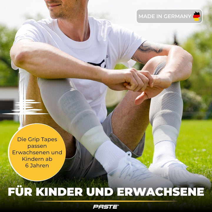 PASTE ® Schienbeinschonerhalter aus Silikon - DAS ORIGINAL - Fussball für Herren, Damen & Kinder Gra