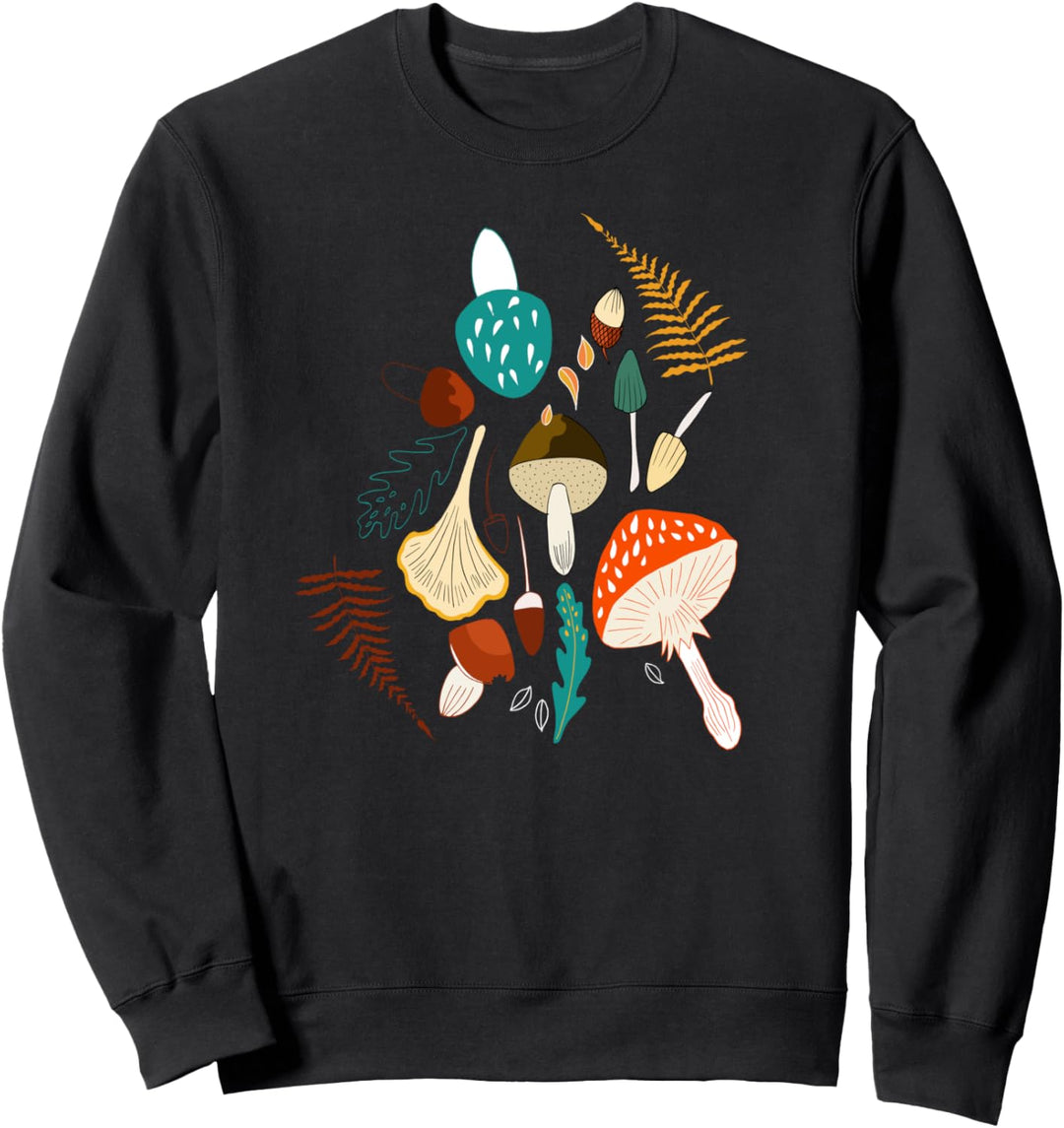 Fliegenpilz, Pfifferling, Steinpilz, Farn und Blätter Sweatshirt