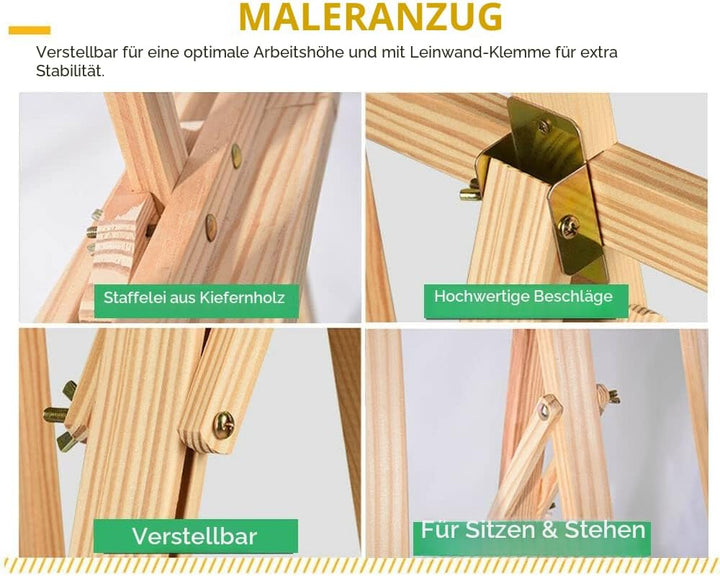 Staffelei-Ständer aus Holz - Verstellbare Künstler-Staffelei für Malerei, Erwachsene, Hochzeit, Disp